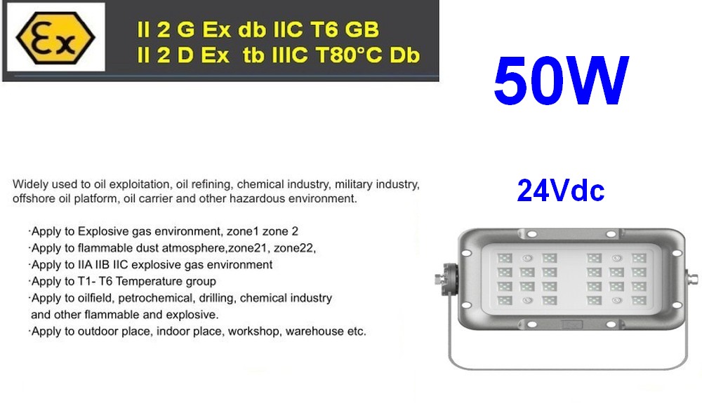 Floodlight Atex 50W Zone 1, Zone 2, 21, 22